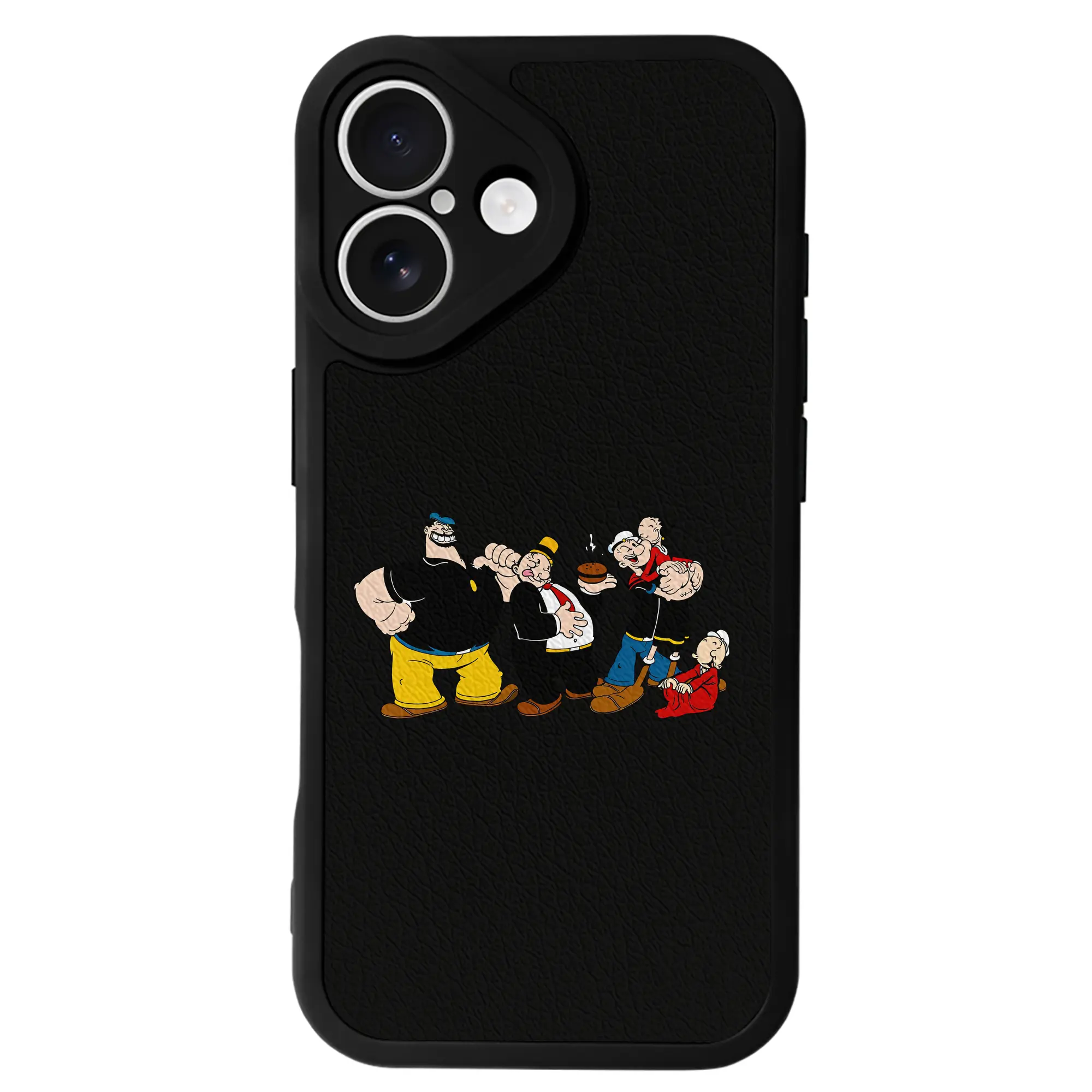 ポパイ グッズ ブルート - IPhone 16シリーズ対応 ・ シリコンスマホケース ・ レザー調 ・ 高精度フィット ・ 耐衝撃 ・ ワイヤレス充電対応 ・ 精密カット